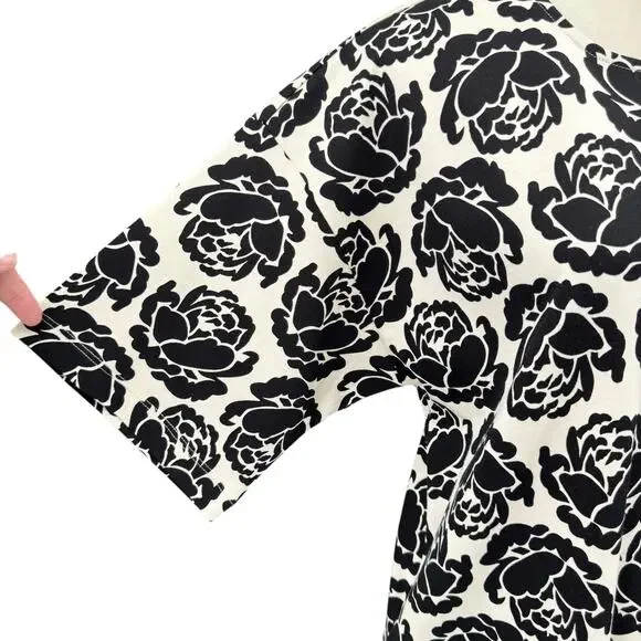 Tory Burch NWT L Rose Print Soft Knit Short Sleeve Cotton T-Shirt Dress